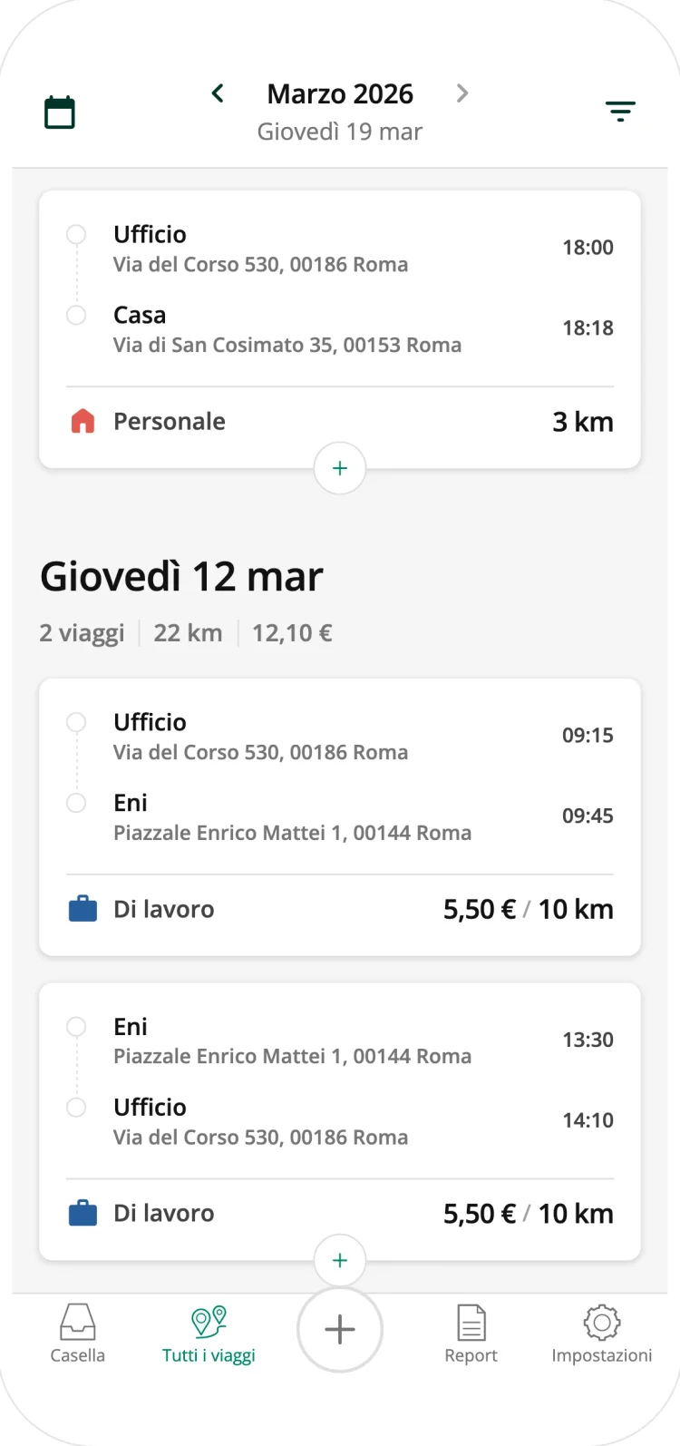 Driversnote app recording a trip