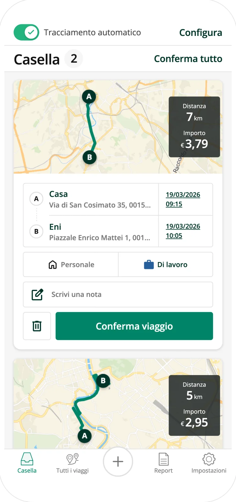 Driversnote classifying trips